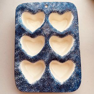 Chaparral Pottery Stoneware Hearts Muffin Cake Baking Dish Great